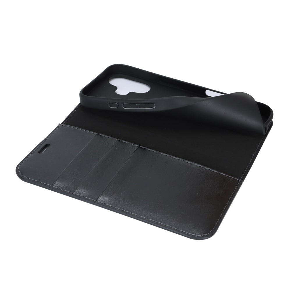 Funda cartera de cuero genuino iPhone 17 Negro
