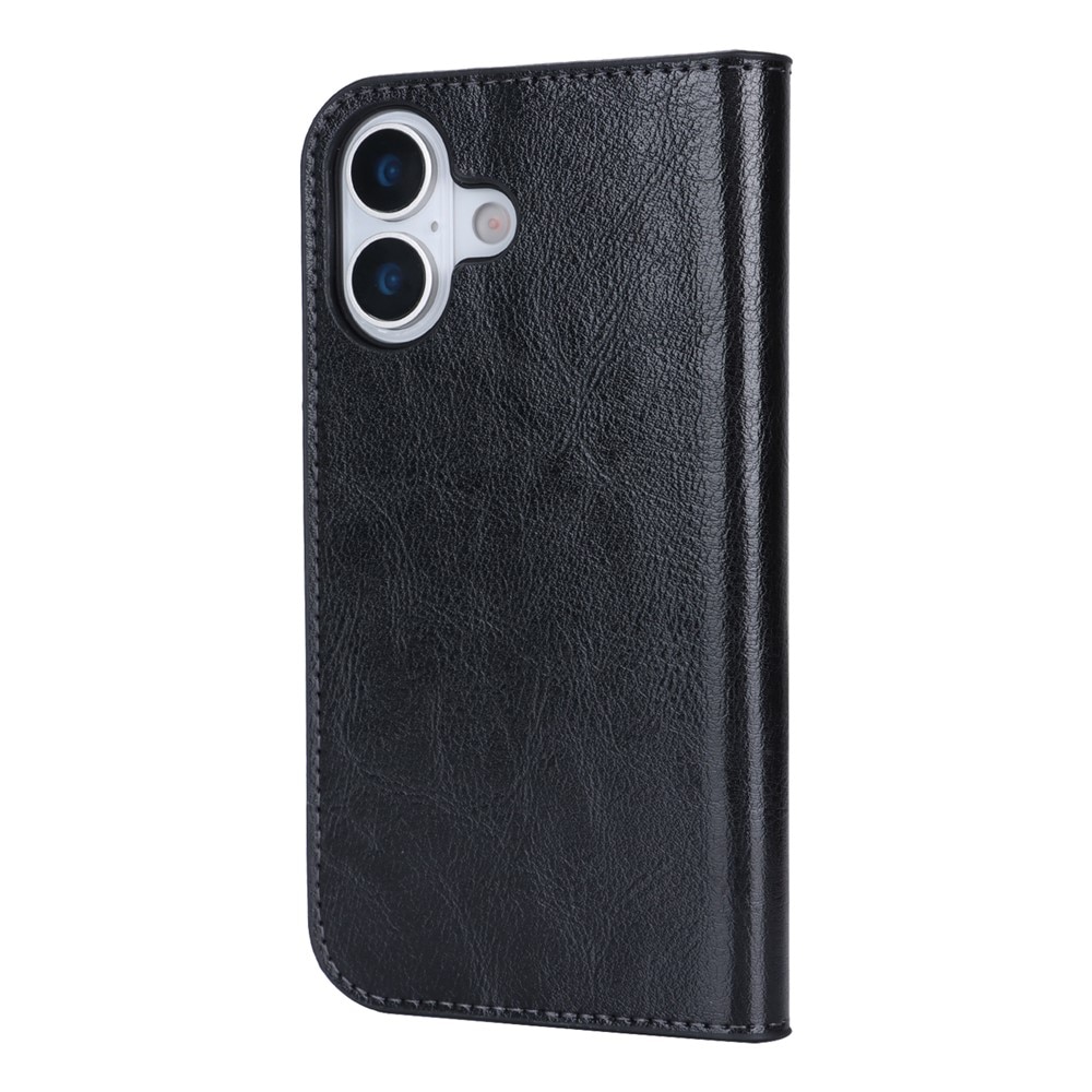 Funda cartera de cuero genuino iPhone 17 Negro