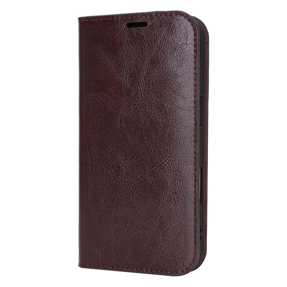 Funda cartera de cuero genuino iPhone 17 Marrón oscuro