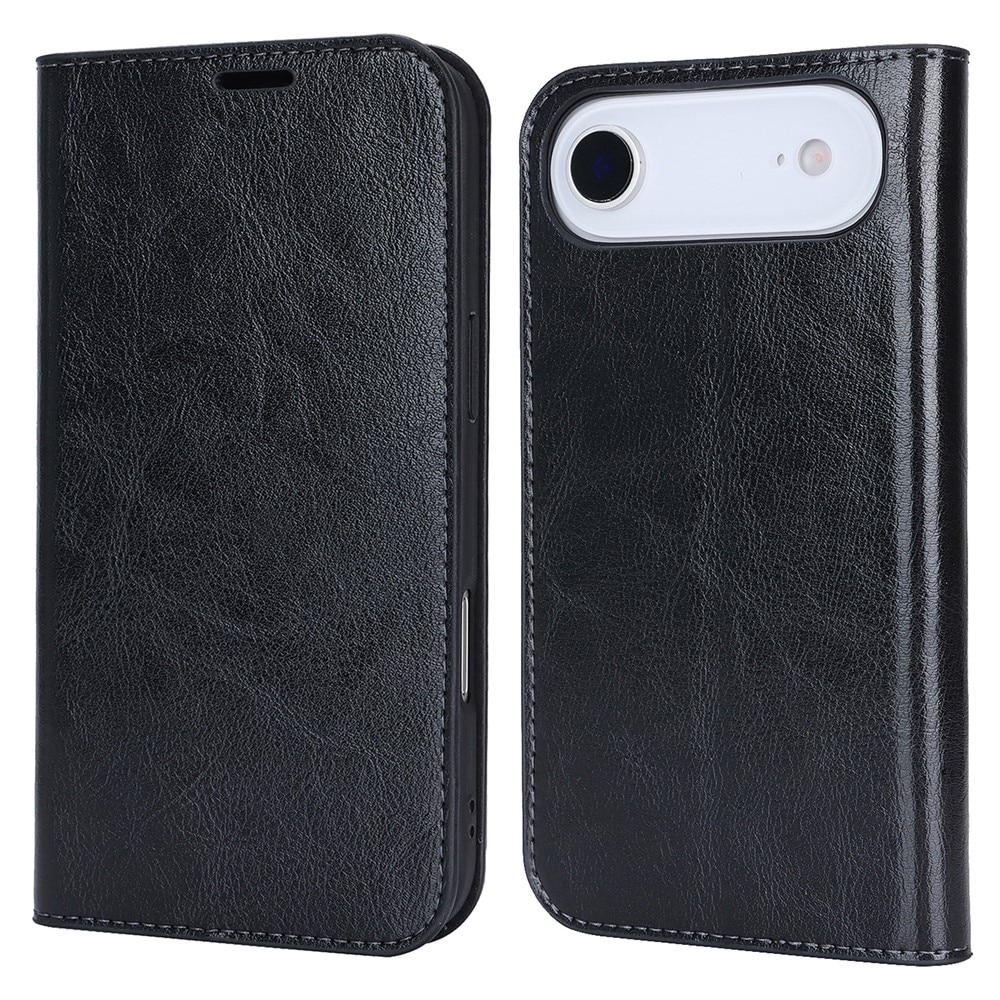 Funda cartera de cuero genuino iPhone 17 Air Negro