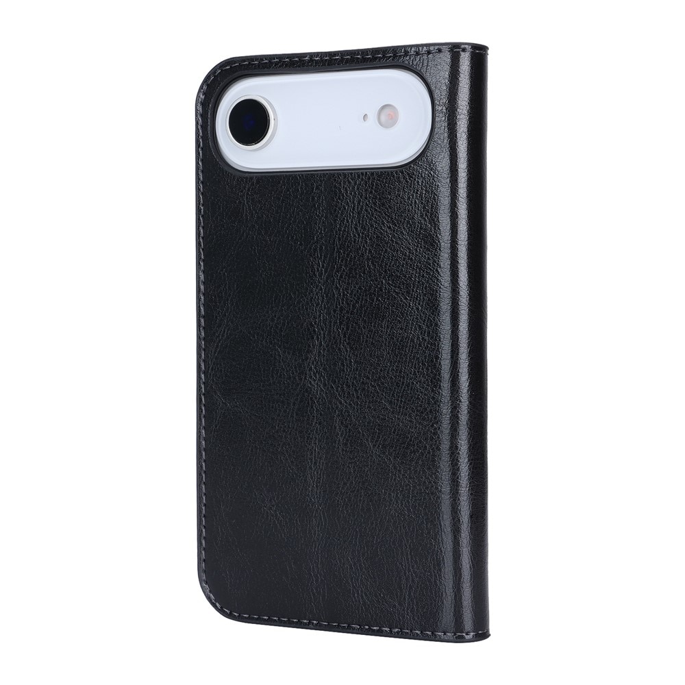 Funda cartera de cuero genuino iPhone 17 Air Negro