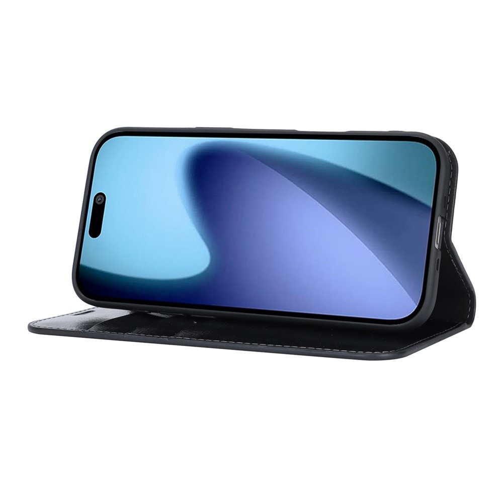 Funda cartera de cuero genuino iPhone 17 Air Negro