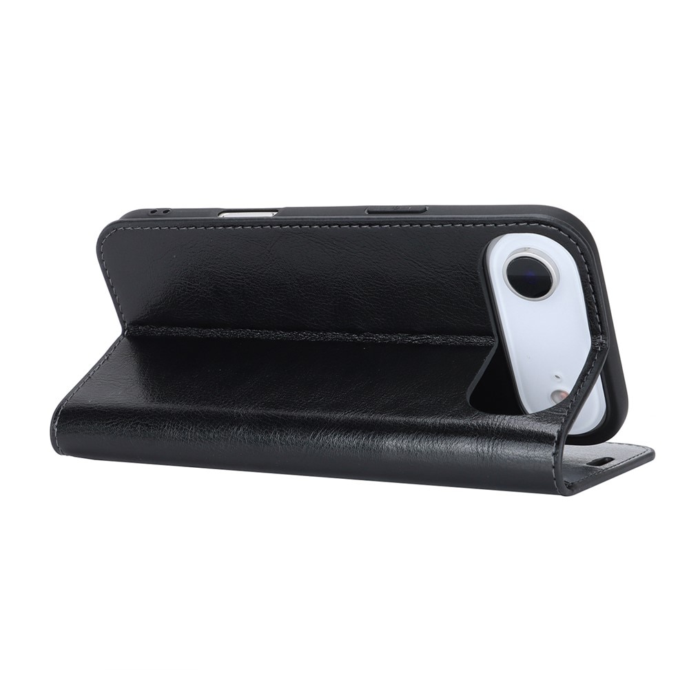 Funda cartera de cuero genuino iPhone 17 Air Negro