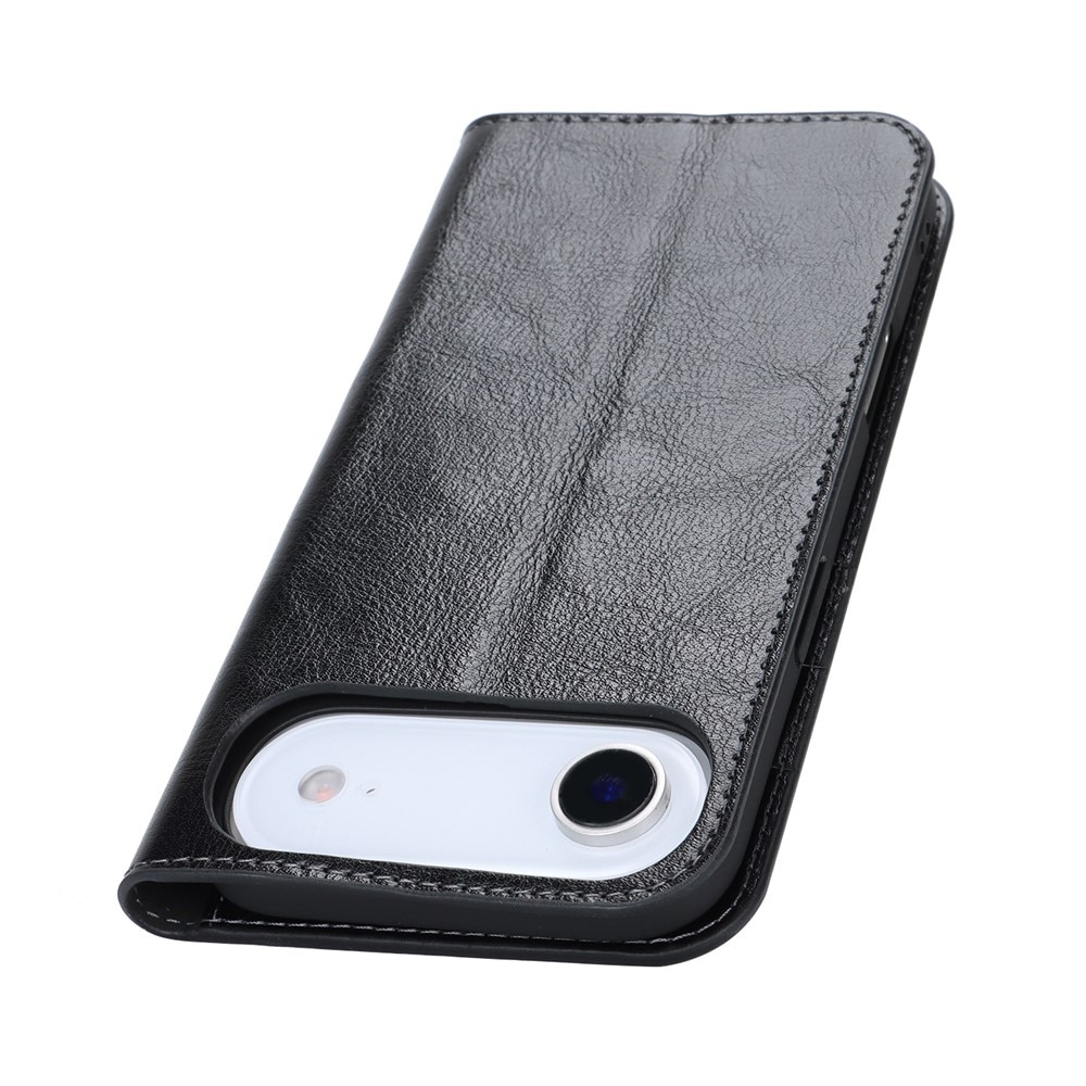 Funda cartera de cuero genuino iPhone 17 Air Negro