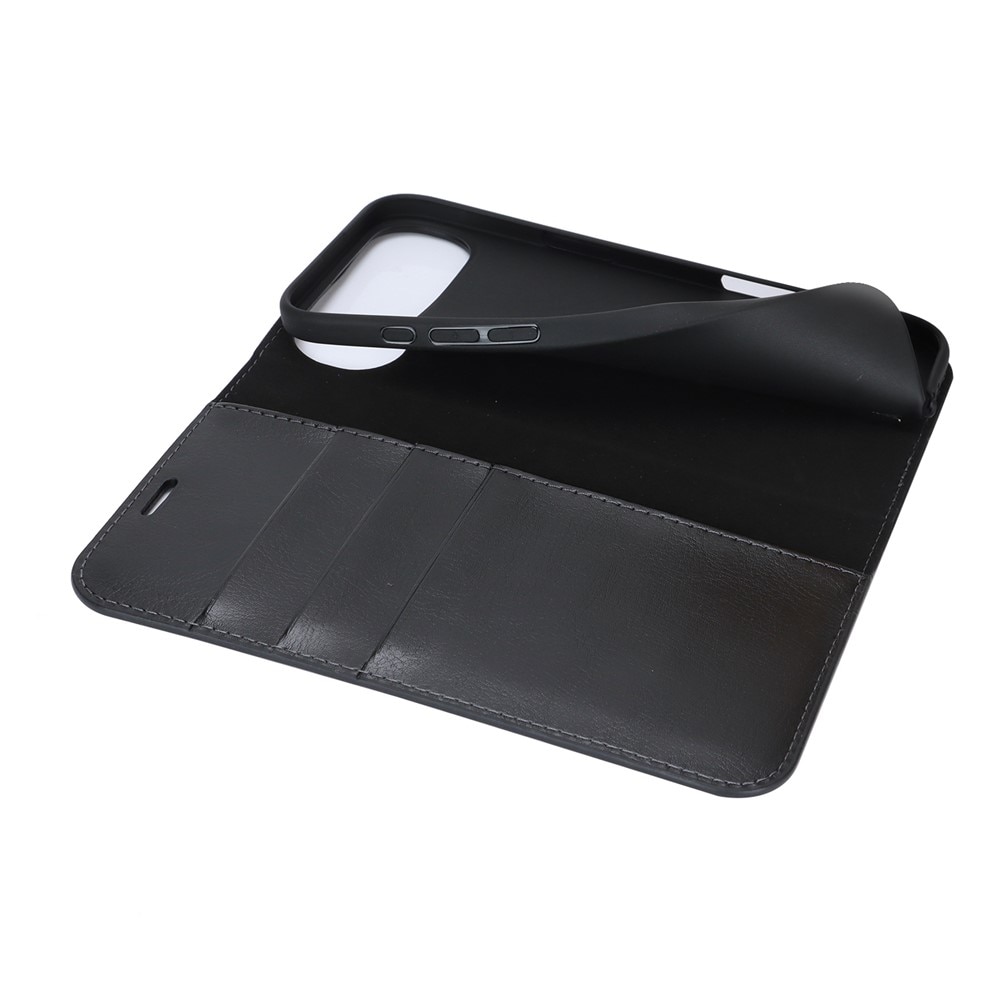 Funda cartera de cuero genuino iPhone 17 Air Negro