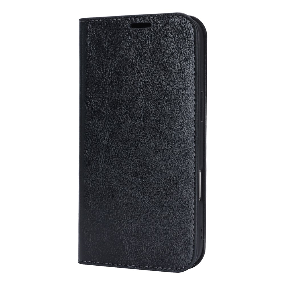 Funda cartera de cuero genuino iPhone 17 Air Negro