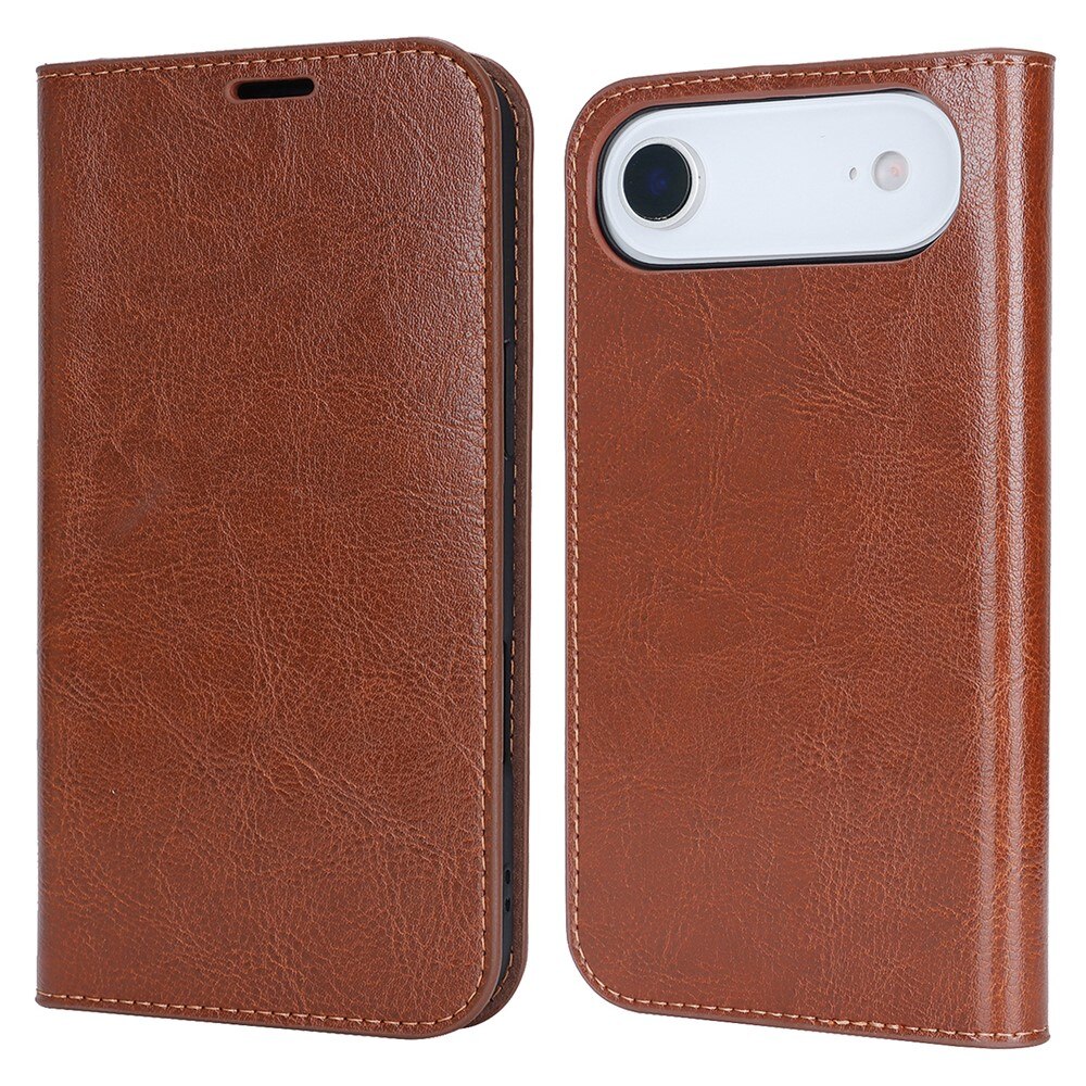 Funda cartera de cuero genuino iPhone 17 Air Negro