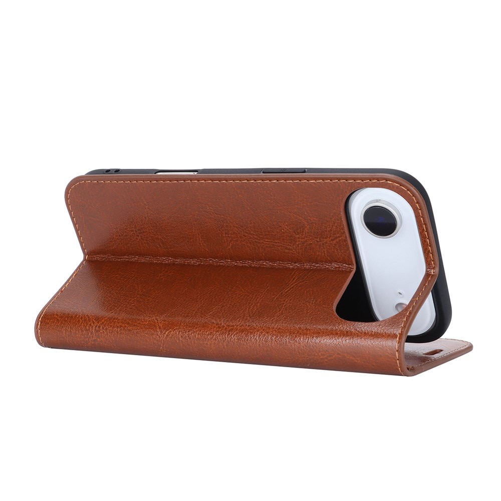 Funda cartera de cuero genuino iPhone 17 Air Negro
