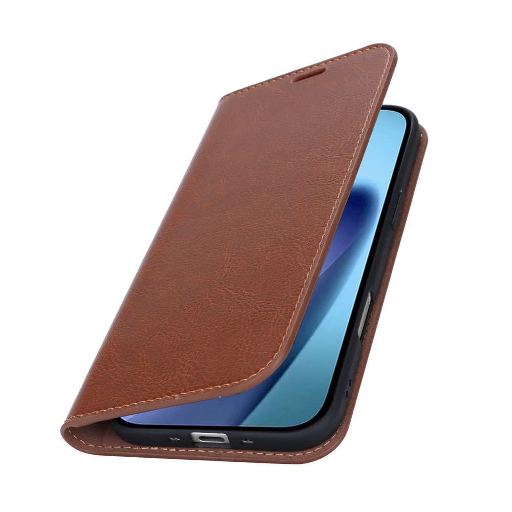 Funda cartera de cuero genuino iPhone 17 Air Negro