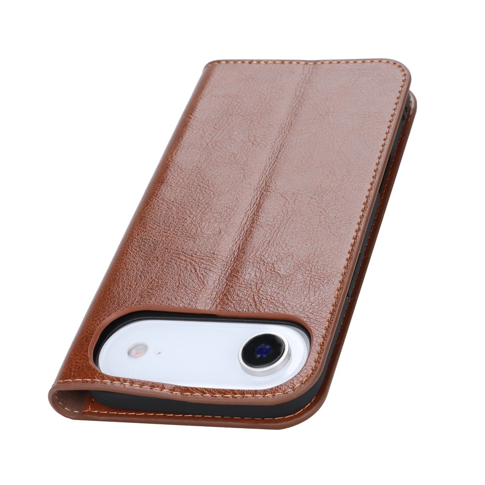 Funda cartera de cuero genuino iPhone 17 Air Negro