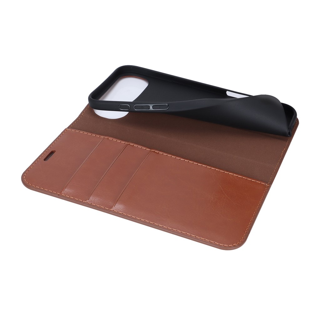 Funda cartera de cuero genuino iPhone 17 Air Negro