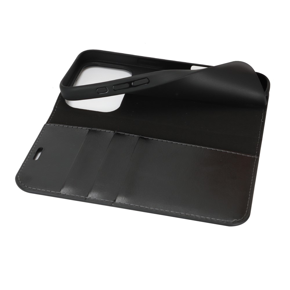 Funda cartera de cuero genuino iPhone 17 Pro Negro
