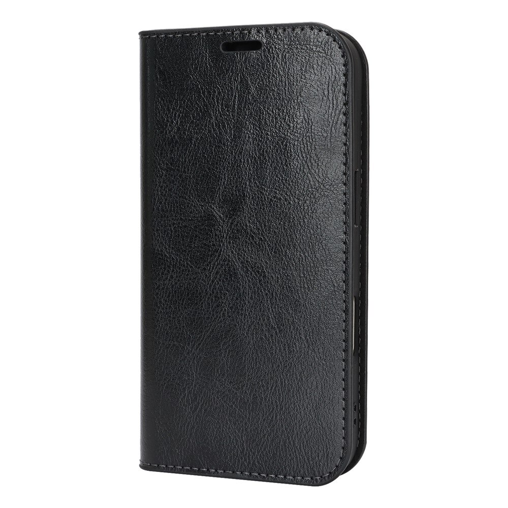 Funda cartera de cuero genuino iPhone 17 Pro Negro