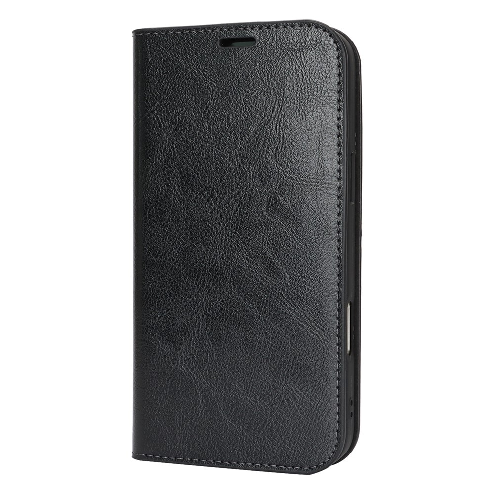 Funda cartera de cuero genuino iPhone 17 Pro Max Negro