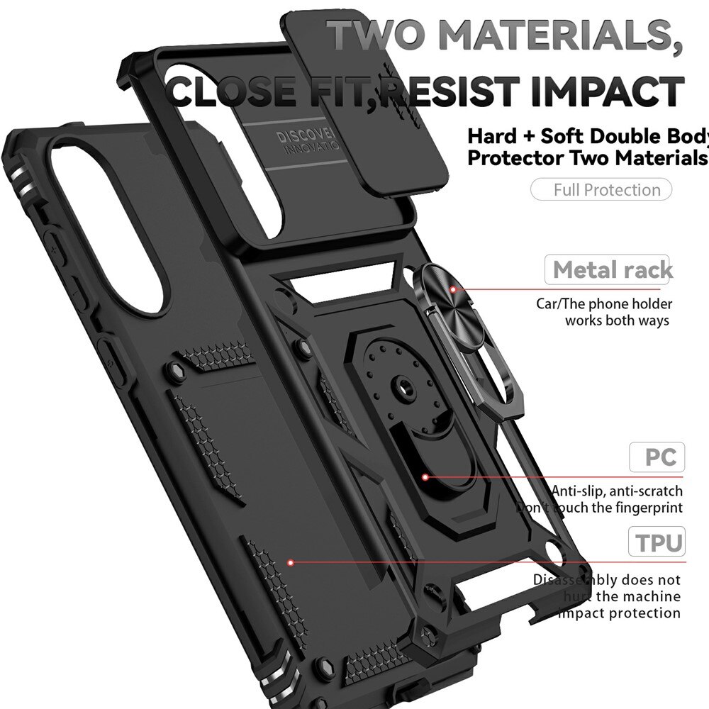 Funda híbrida Ring y Protector Cámara Samsung Galaxy S25 Edge Negro