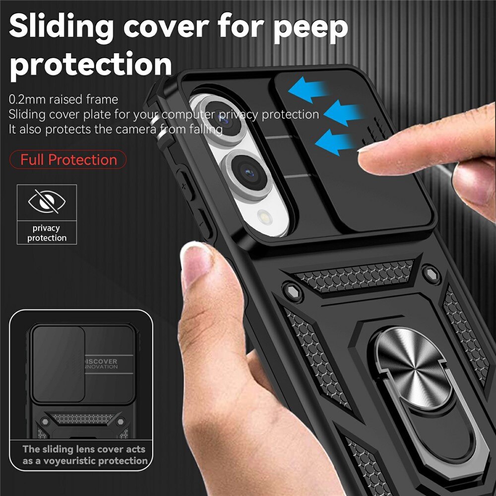 Funda híbrida Ring y Protector Cámara Samsung Galaxy S25 Edge Negro