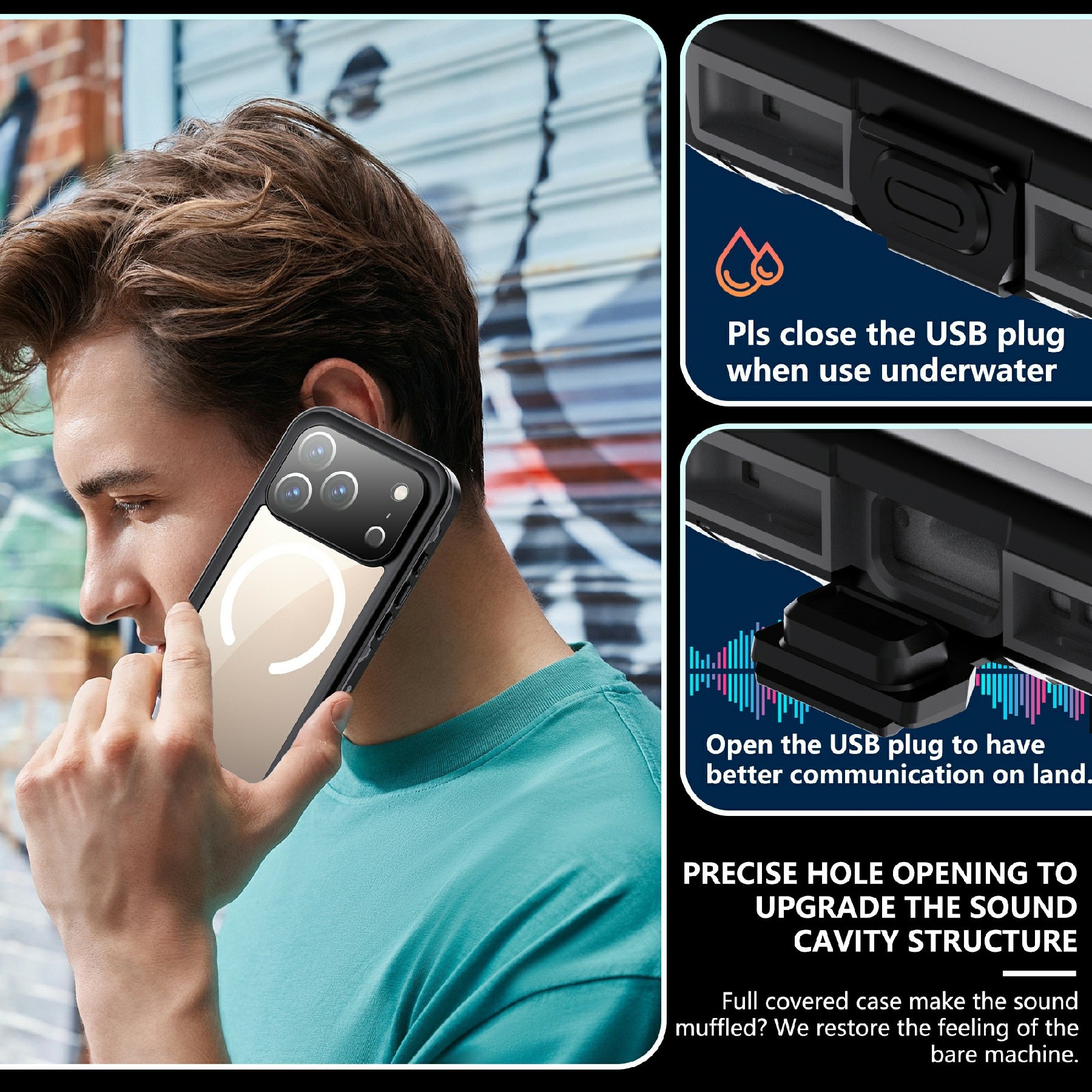 Funda Híbrida Impermeable iPhone 17 Pro transparente