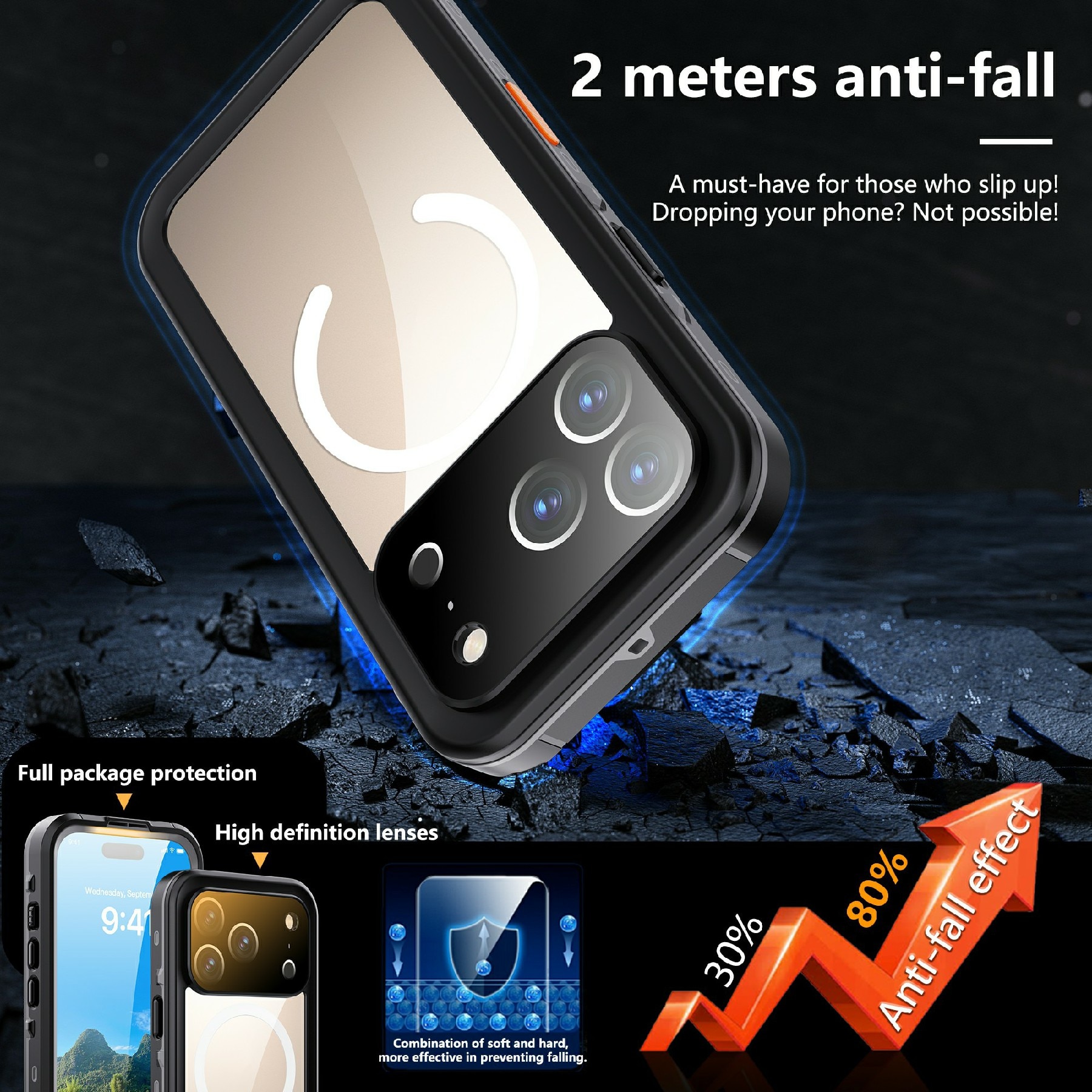Funda Híbrida Impermeable iPhone 17 Pro transparente