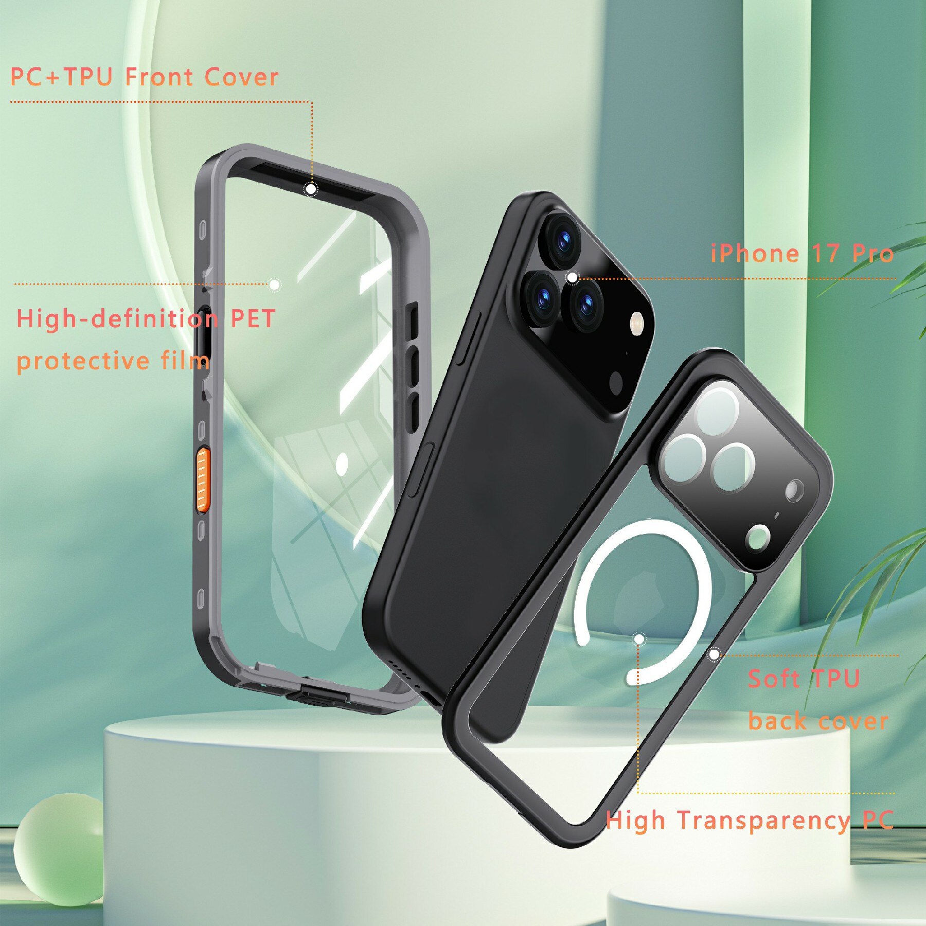 Funda Híbrida Impermeable iPhone 17 Pro transparente