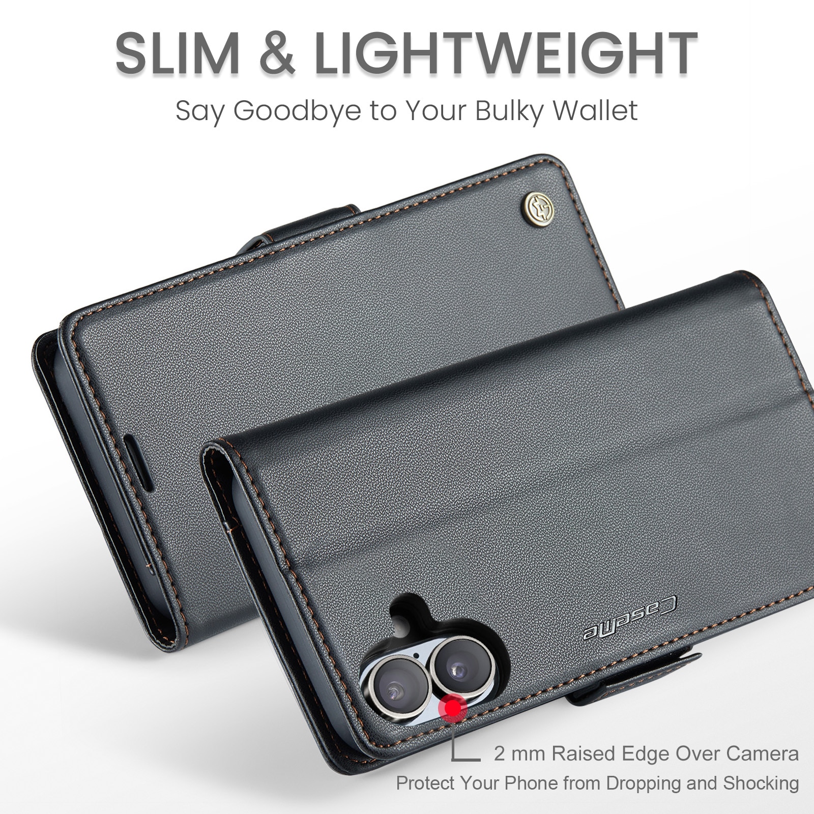 Funda delgada con solapa anti-RFID iPhone 17 Negro