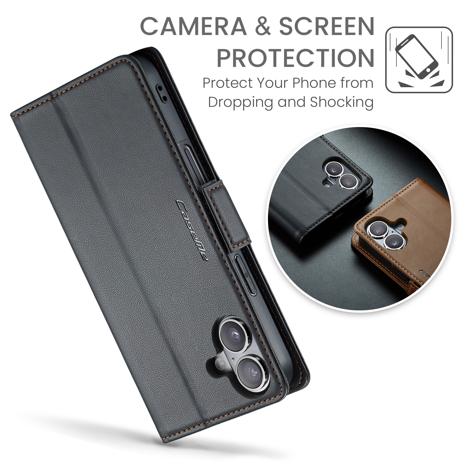 Funda delgada con solapa anti-RFID iPhone 17 Negro
