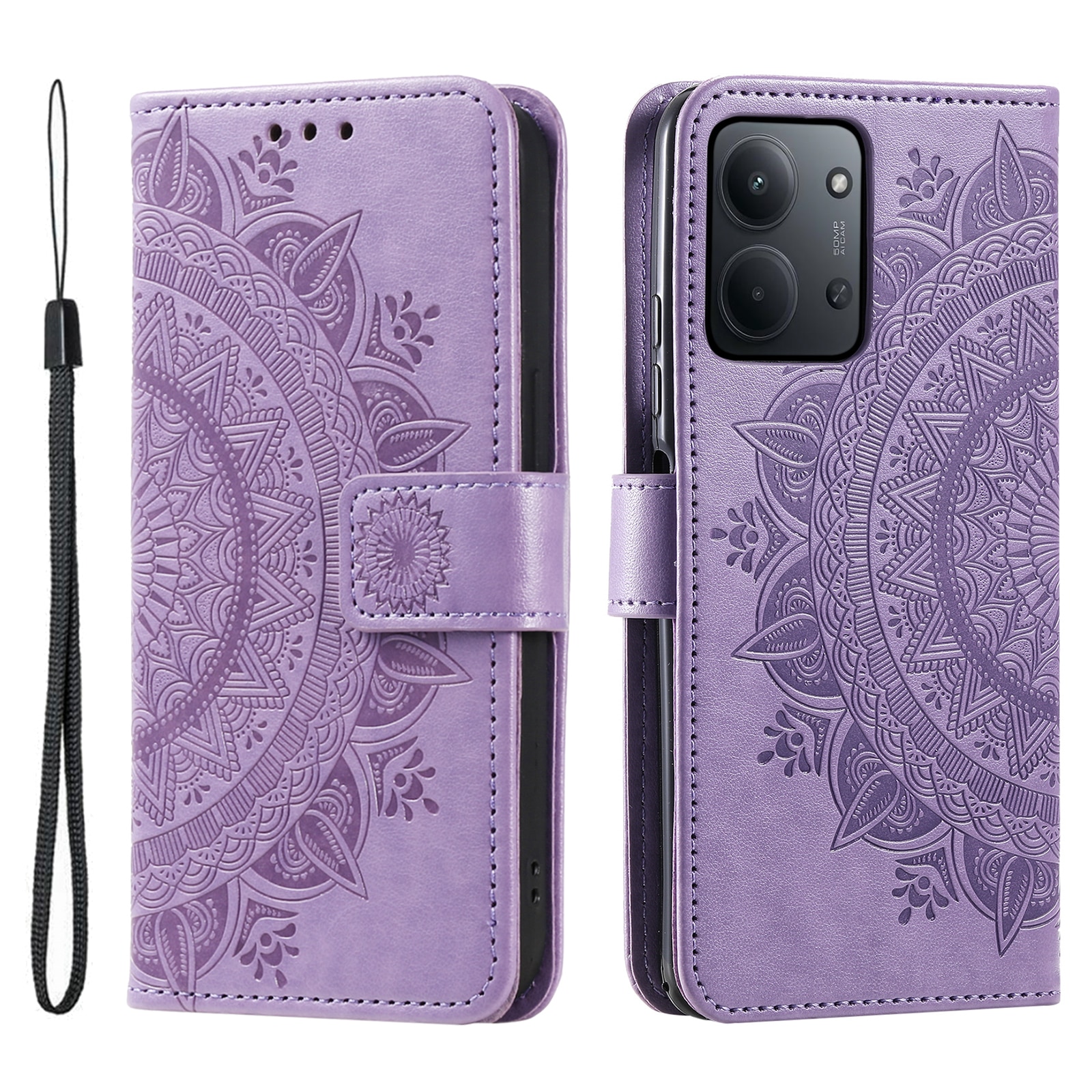 Funda de Cuero Mandala Xiaomi Redmi 15C Púrpura