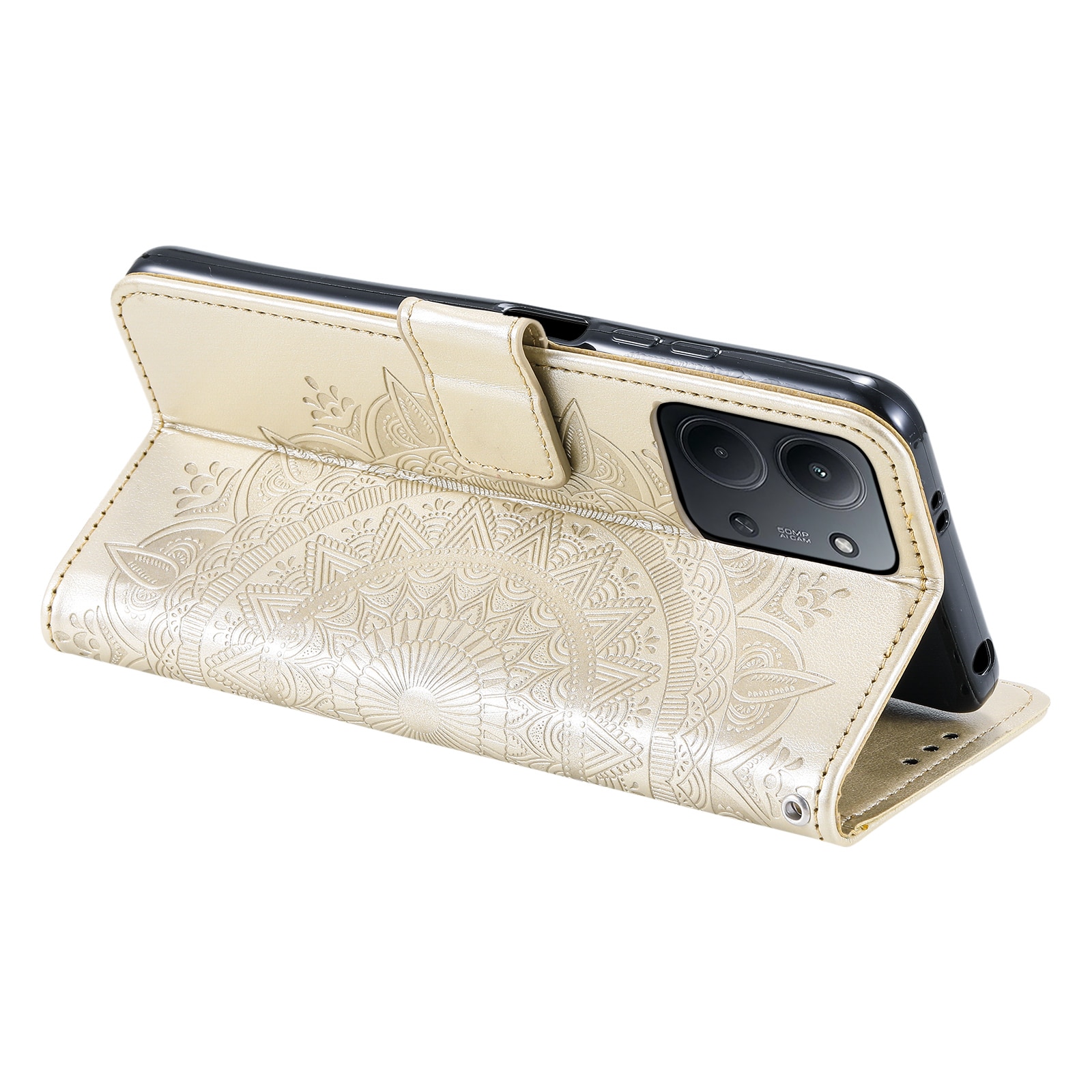 Funda de Cuero Mandala Xiaomi Redmi 15C Oro