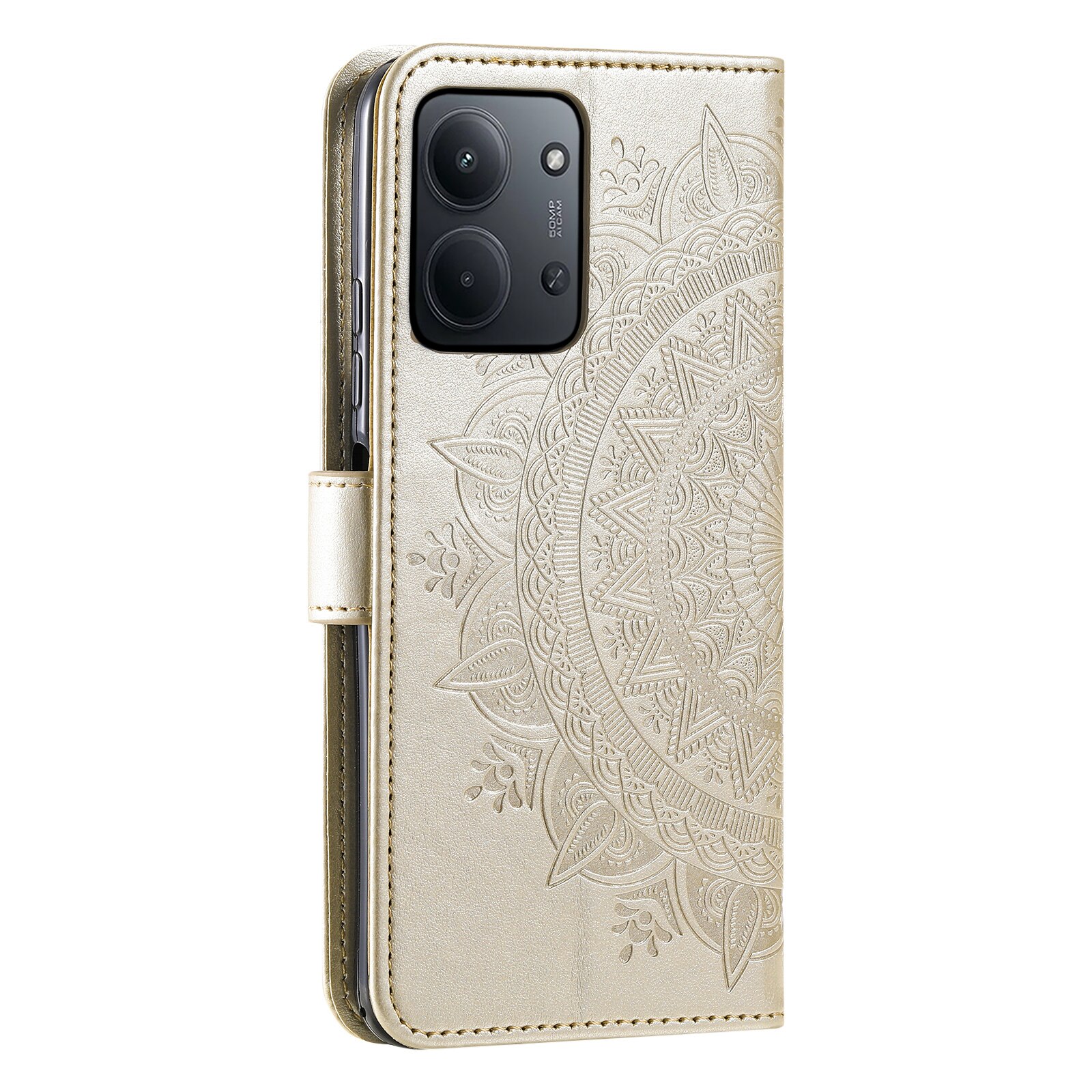 Funda de Cuero Mandala Xiaomi Redmi 15C Oro
