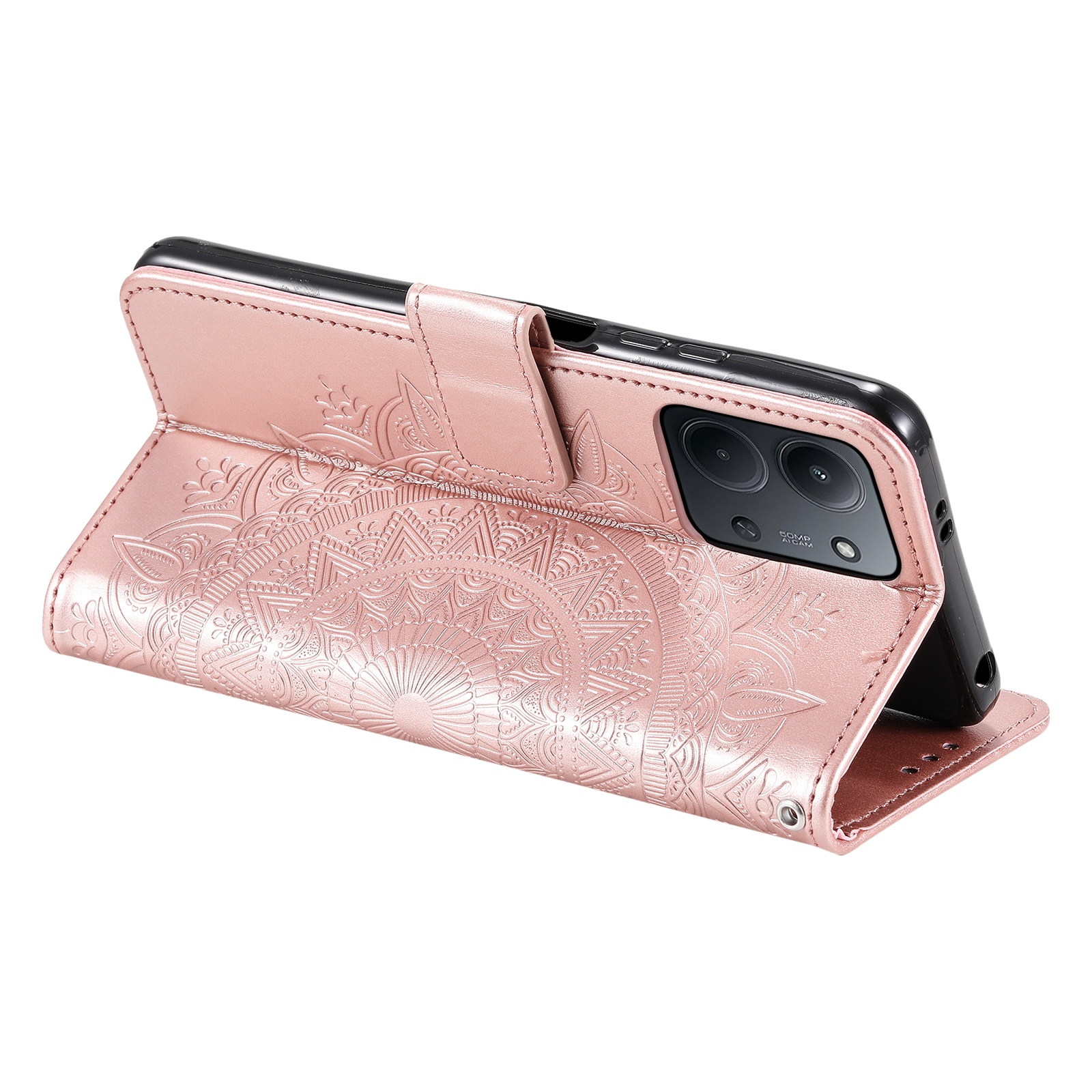Funda de Cuero Mandala Xiaomi Redmi 15C Oro rosa
