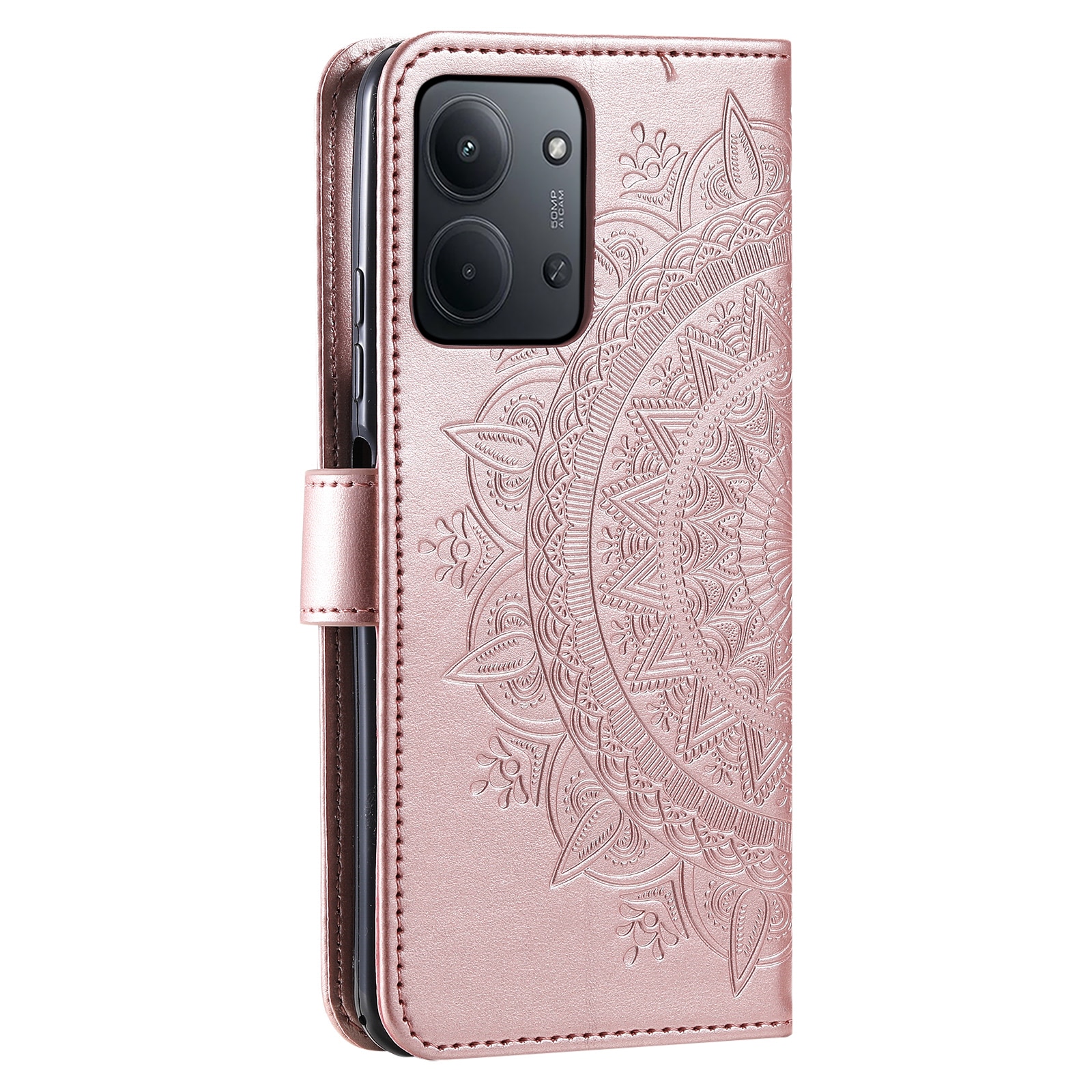 Funda de Cuero Mandala Xiaomi Redmi 15C Oro rosa