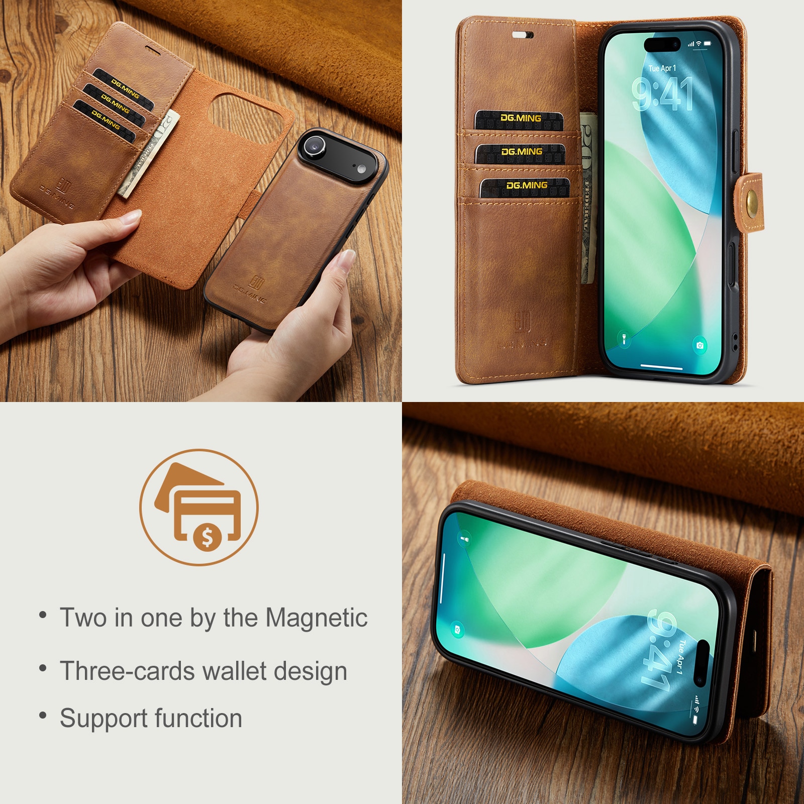 Cartera Magnet Wallet iPhone 17 Air Cognac