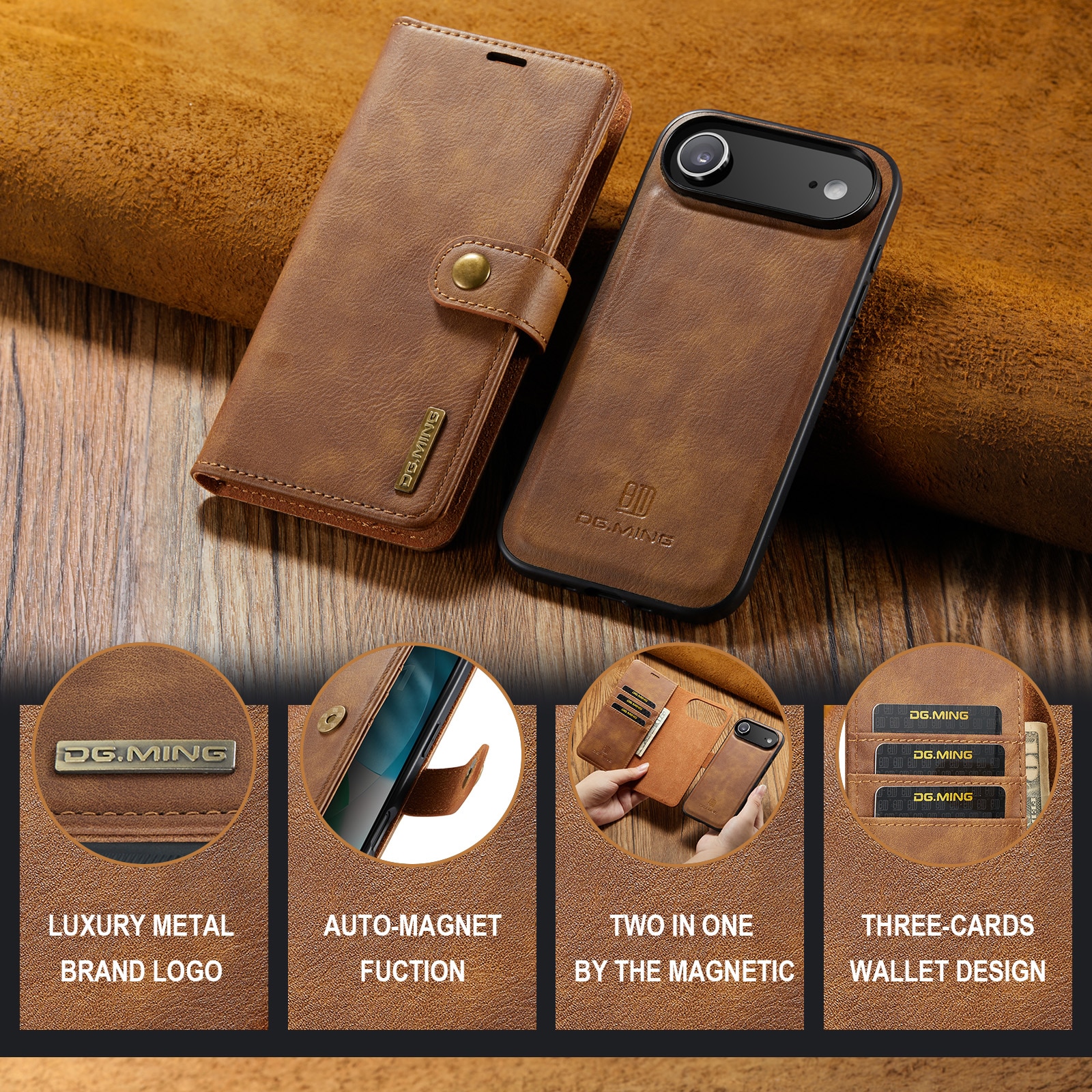 Cartera Magnet Wallet iPhone 17 Air Cognac
