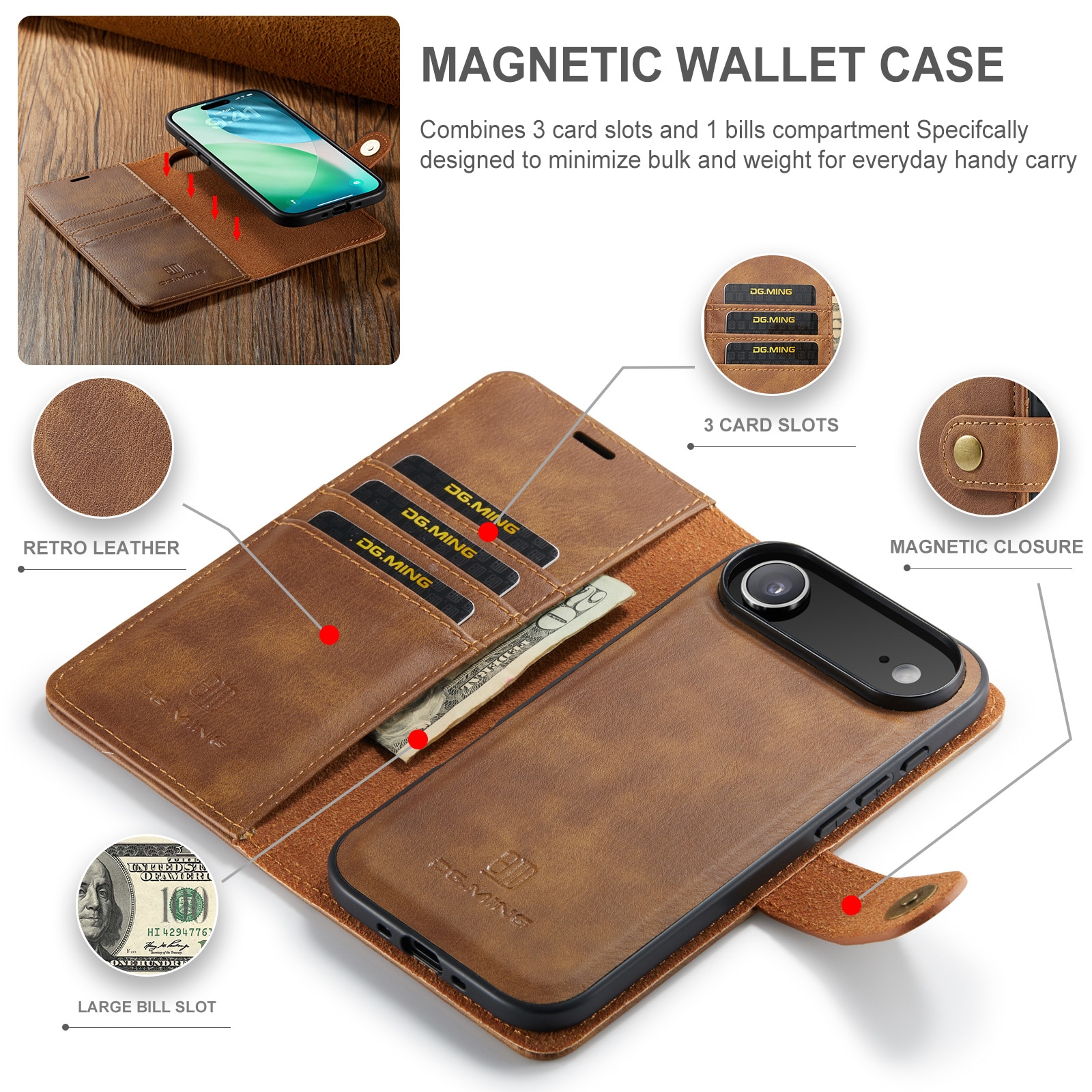Cartera Magnet Wallet iPhone 17 Air Cognac