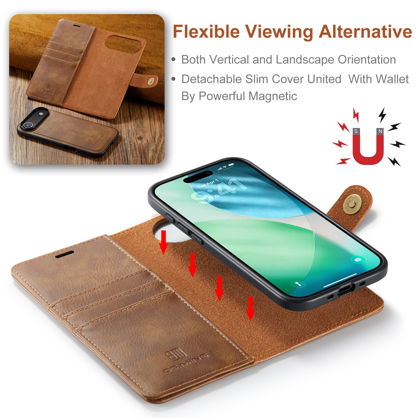 Cartera Magnet Wallet iPhone 17 Air Cognac