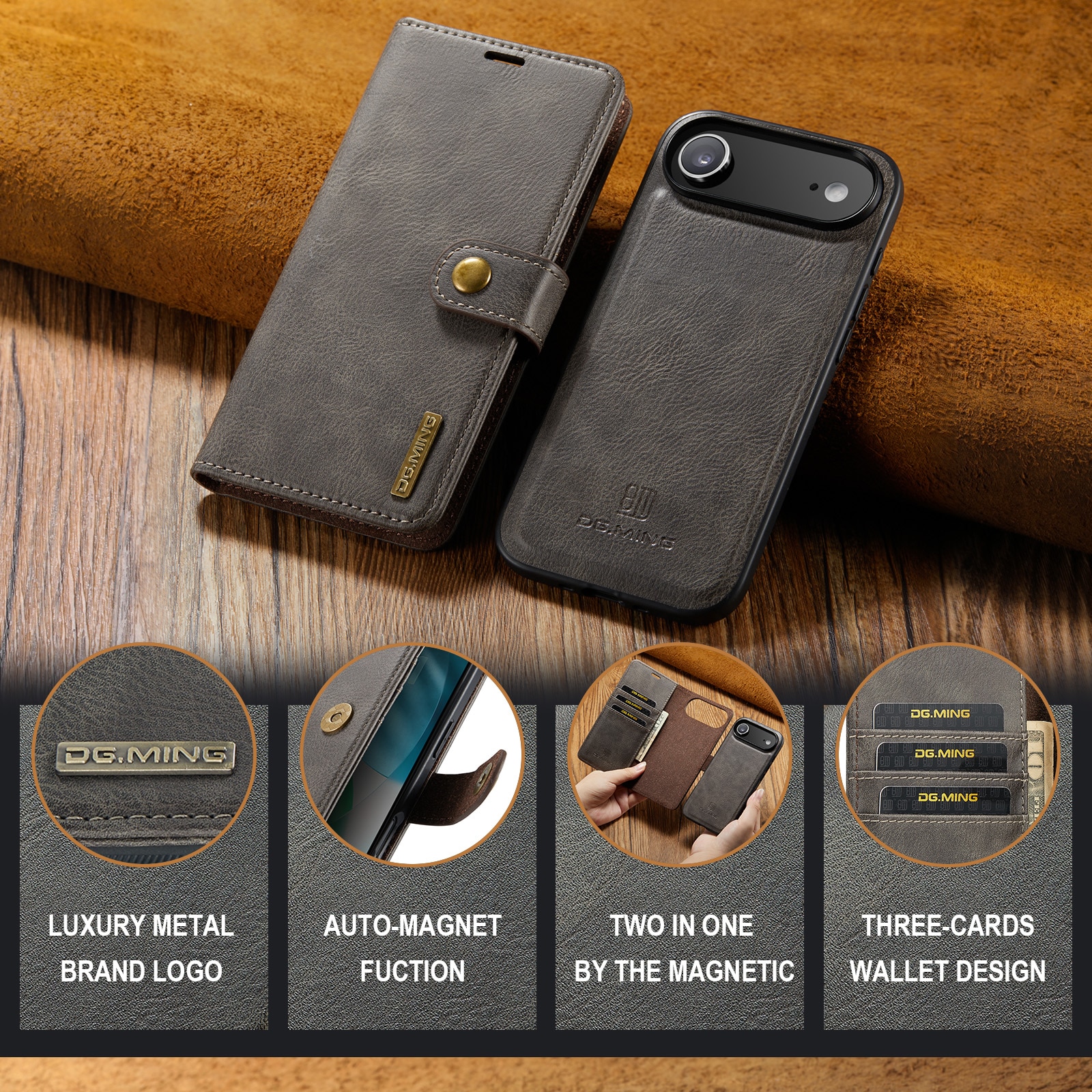Cartera Magnet Wallet iPhone 17 Air Brown
