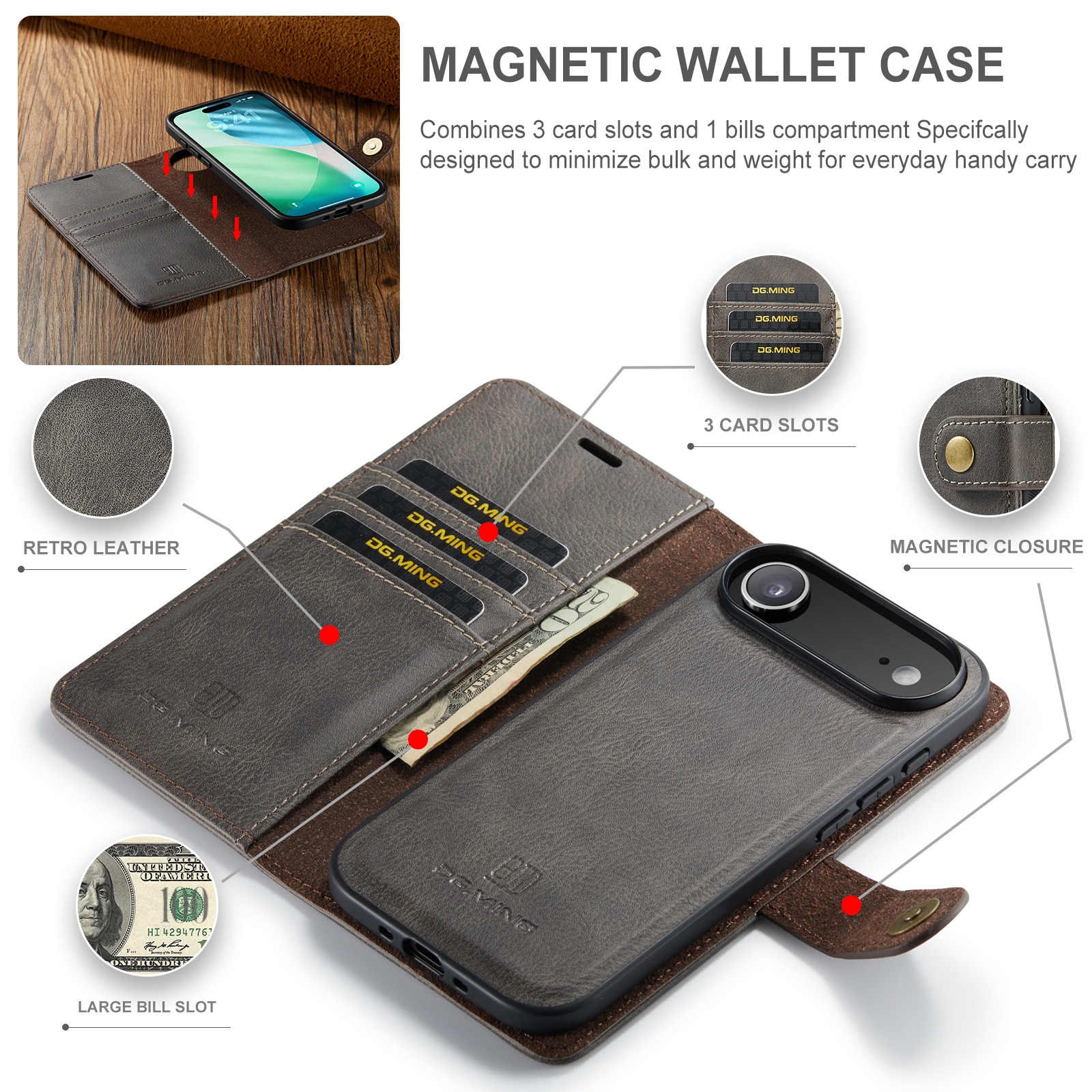 Cartera Magnet Wallet iPhone 17 Air Brown