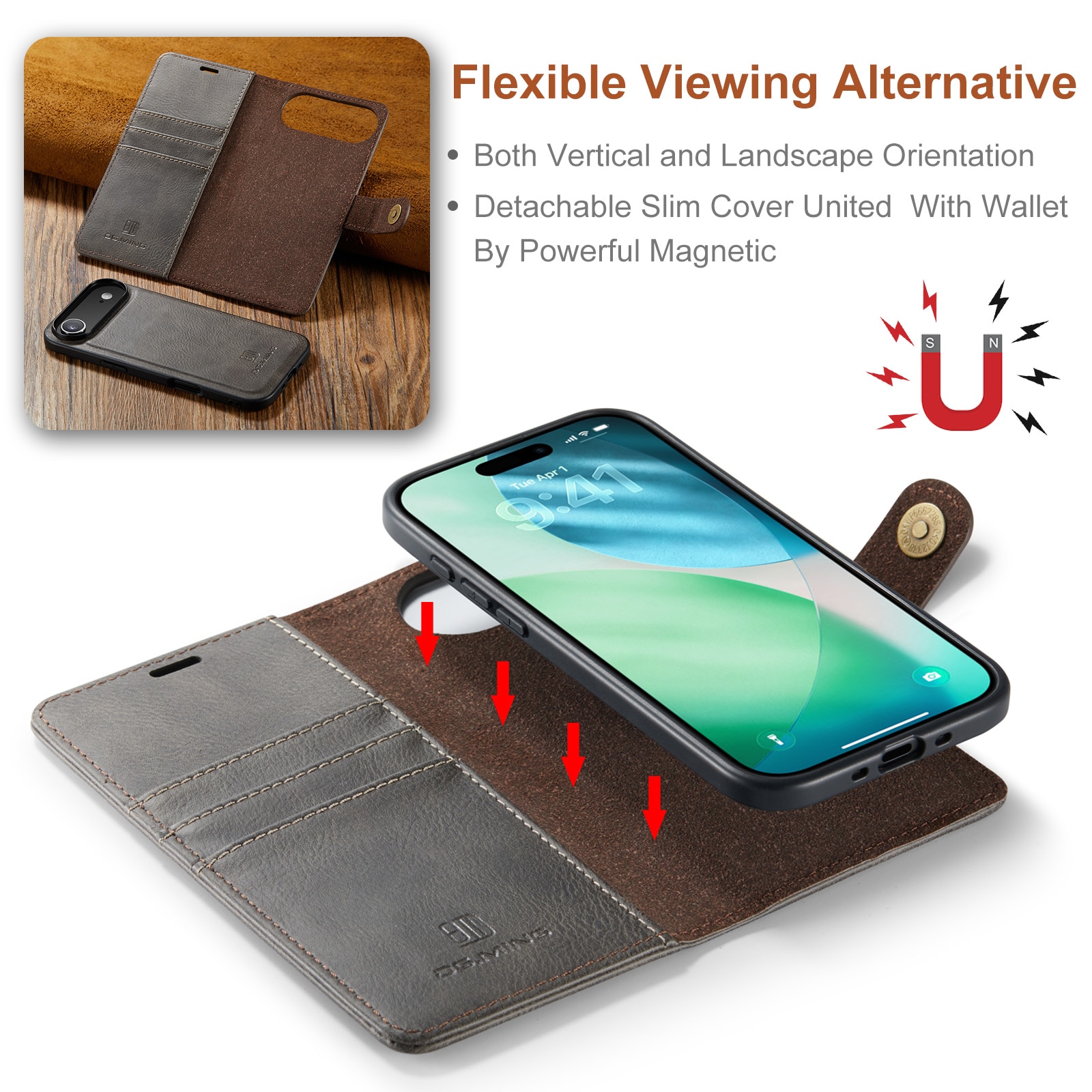 Cartera Magnet Wallet iPhone 17 Air Brown