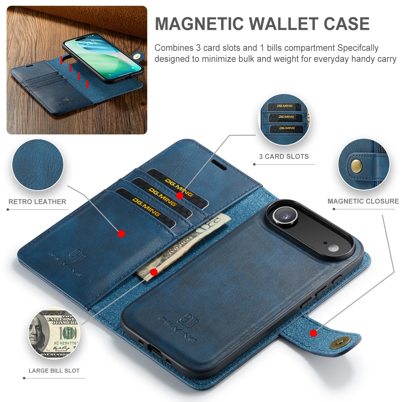 Cartera Magnet Wallet iPhone 17 Air Blue
