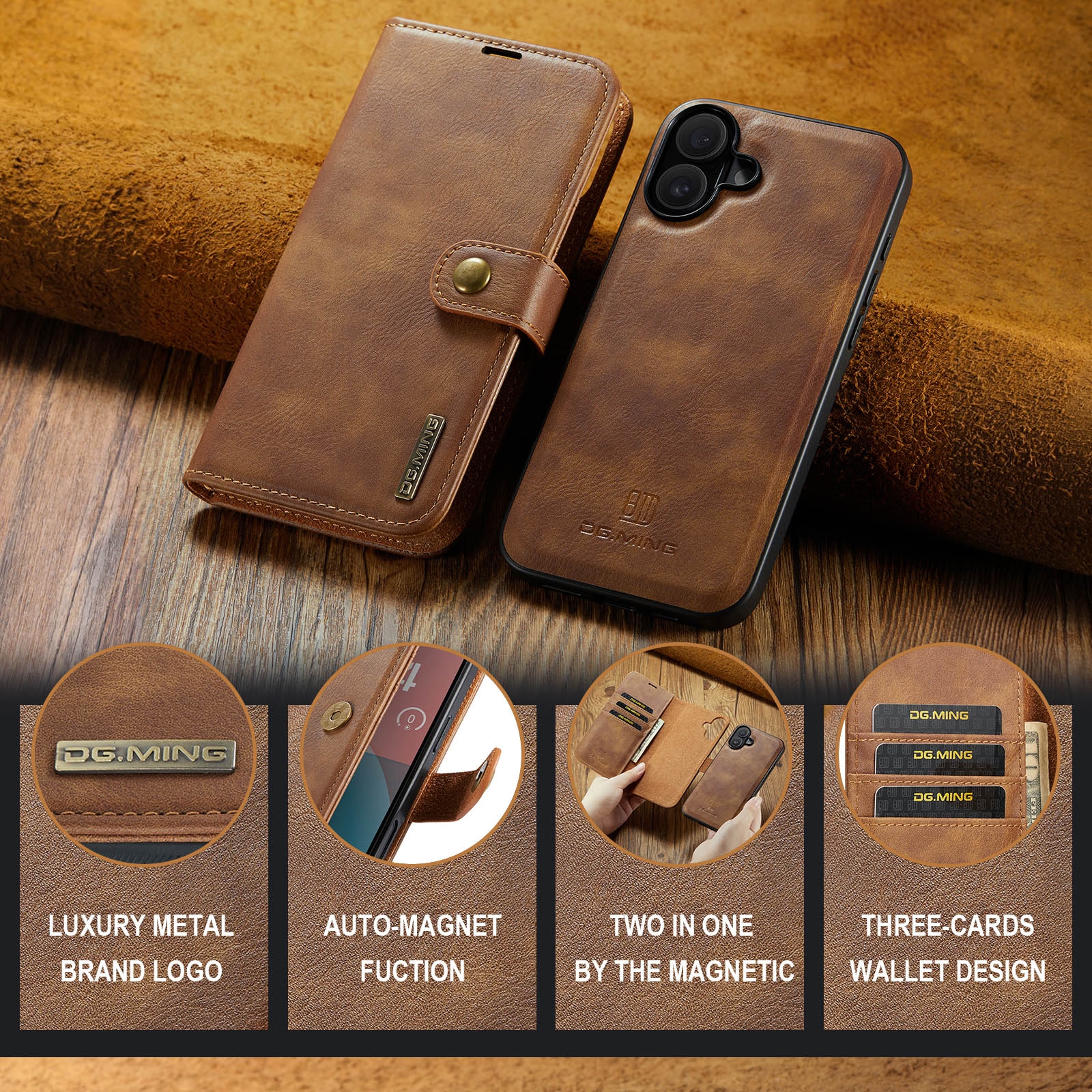 Cartera Magnet Wallet iPhone 17 Cognac