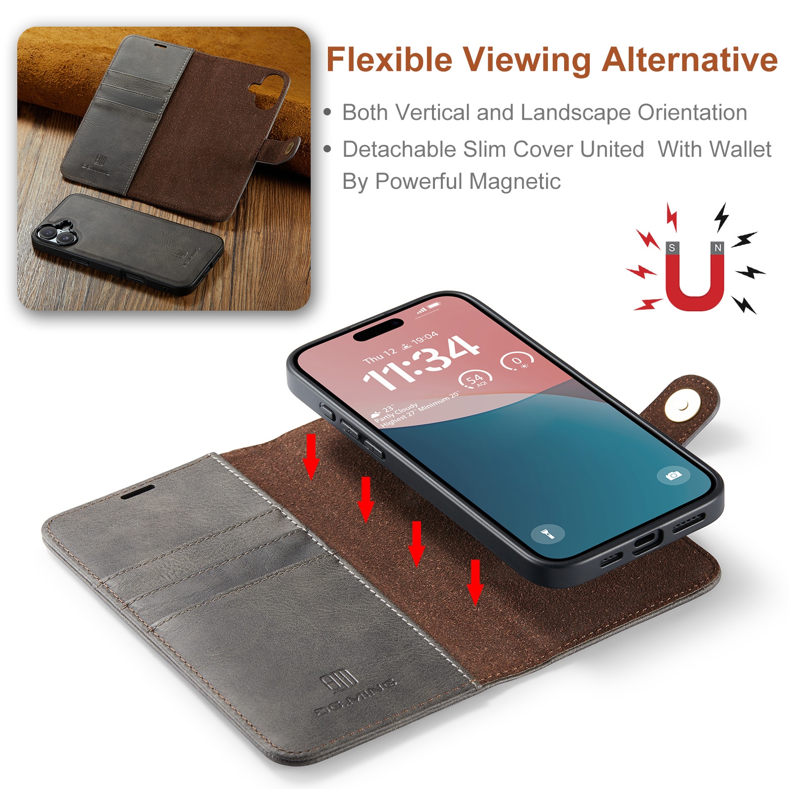Cartera Magnet Wallet iPhone 17 Brown