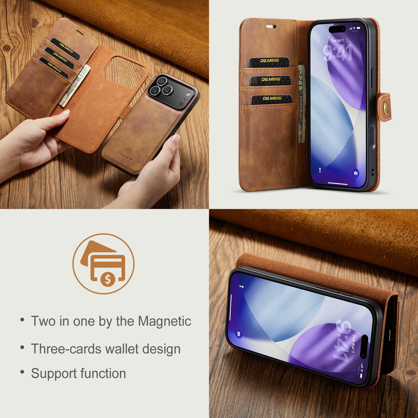 Cartera Magnet Wallet iPhone 17 Pro Cognac