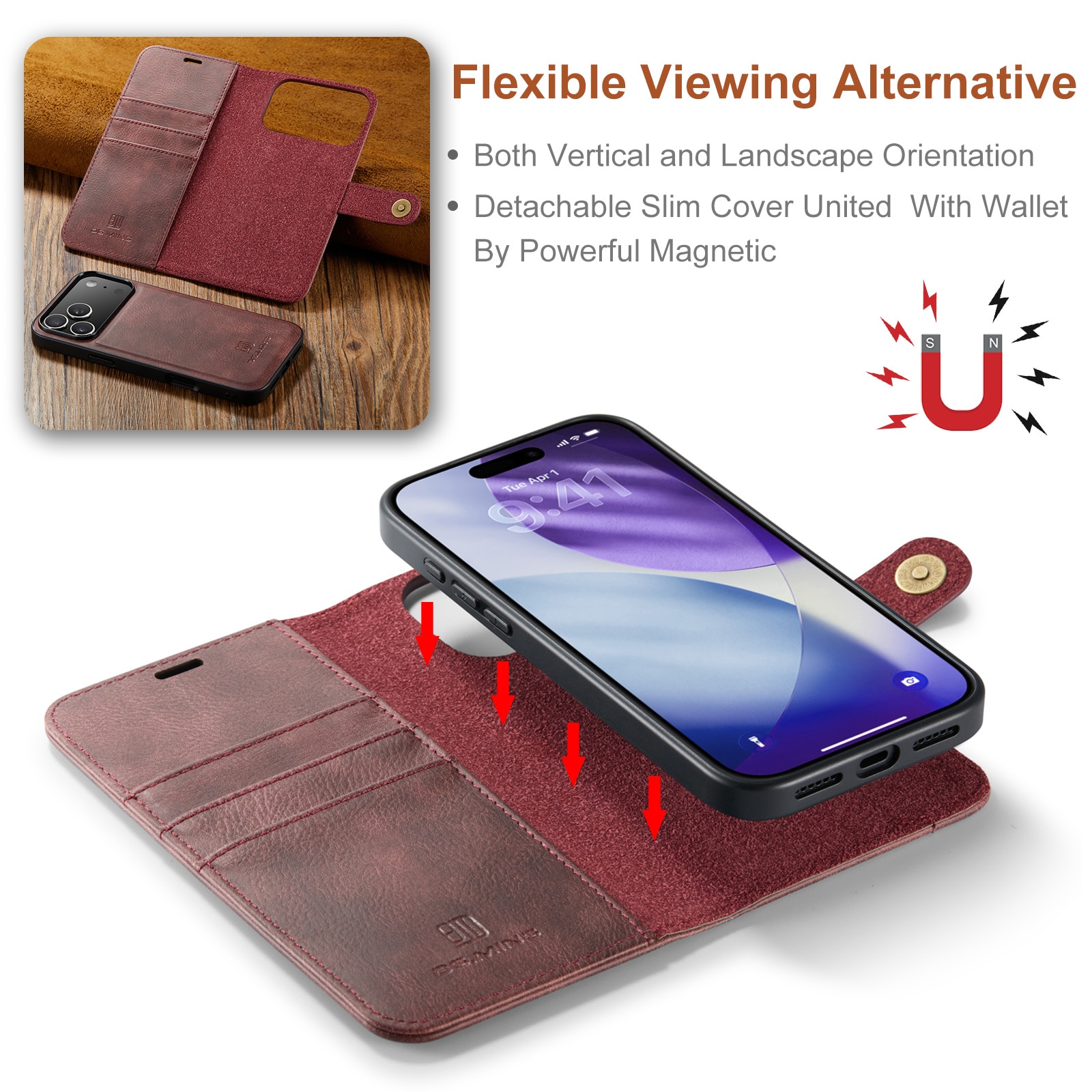 Cartera Magnet Wallet iPhone 17 Pro Max Red