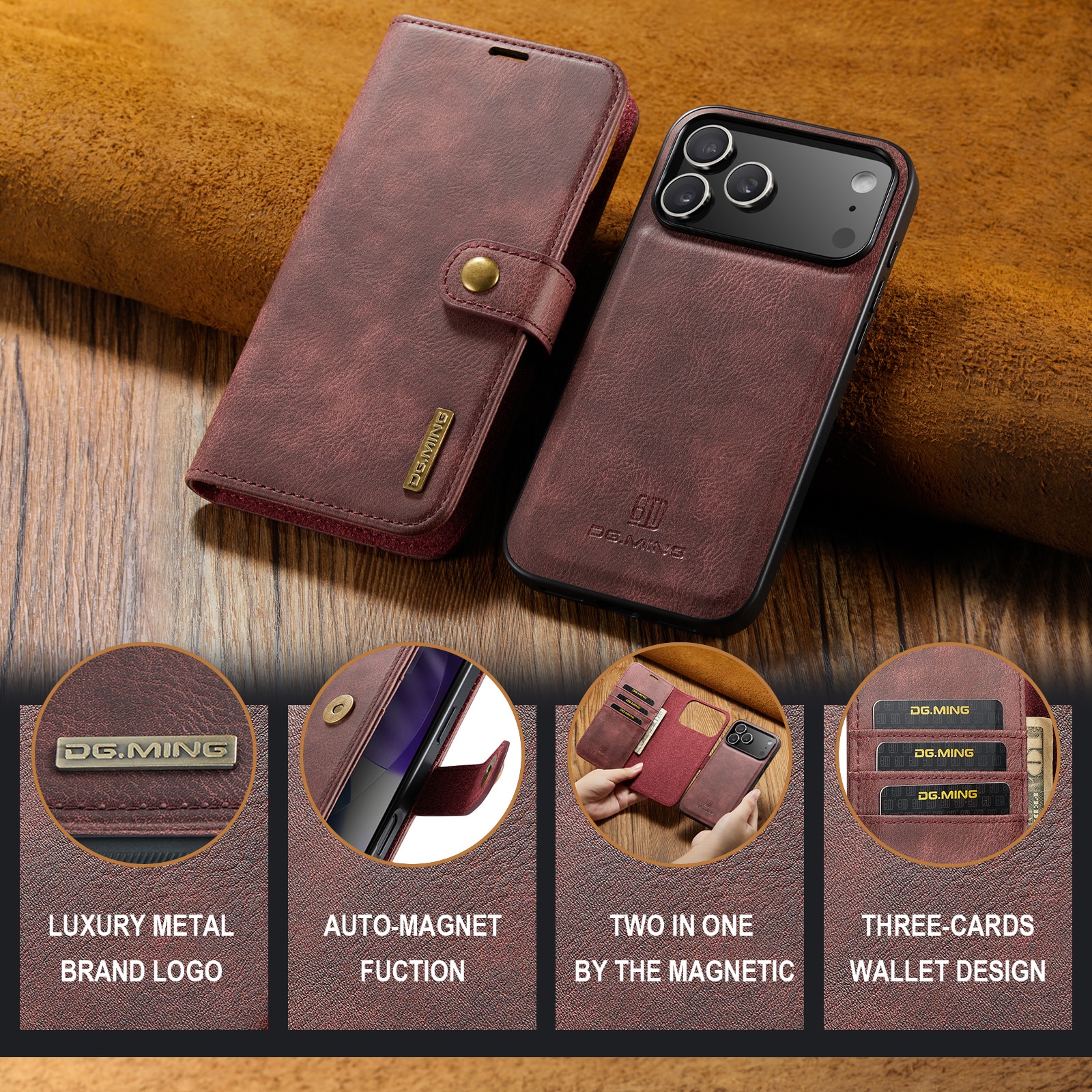 Cartera Magnet Wallet iPhone 17 Pro Max Red
