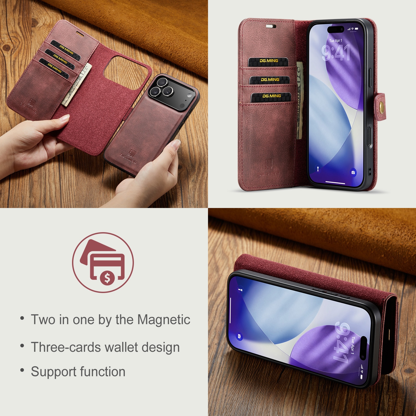 Cartera Magnet Wallet iPhone 17 Pro Max Red