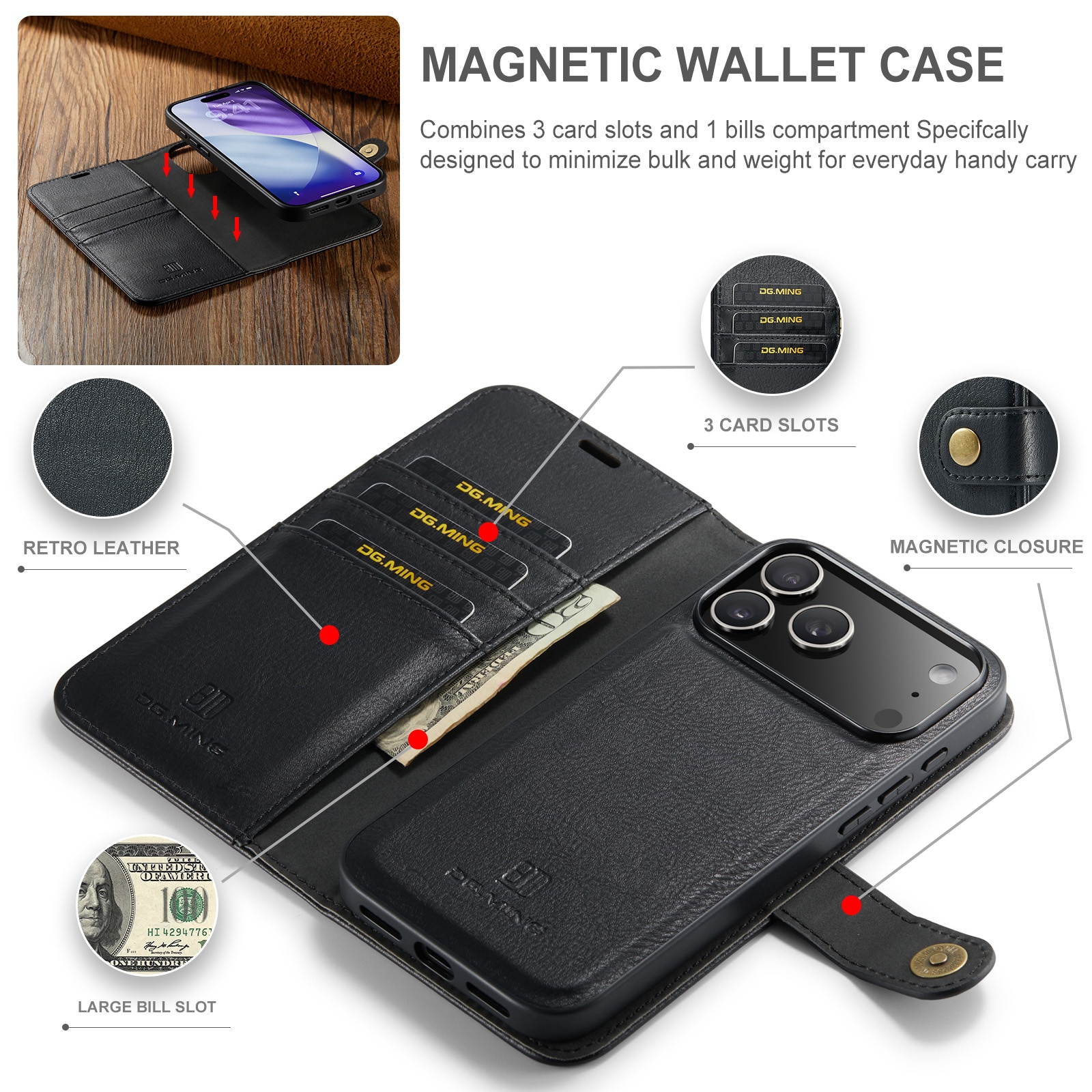 Cartera Magnet Wallet iPhone 17 Pro Max Black