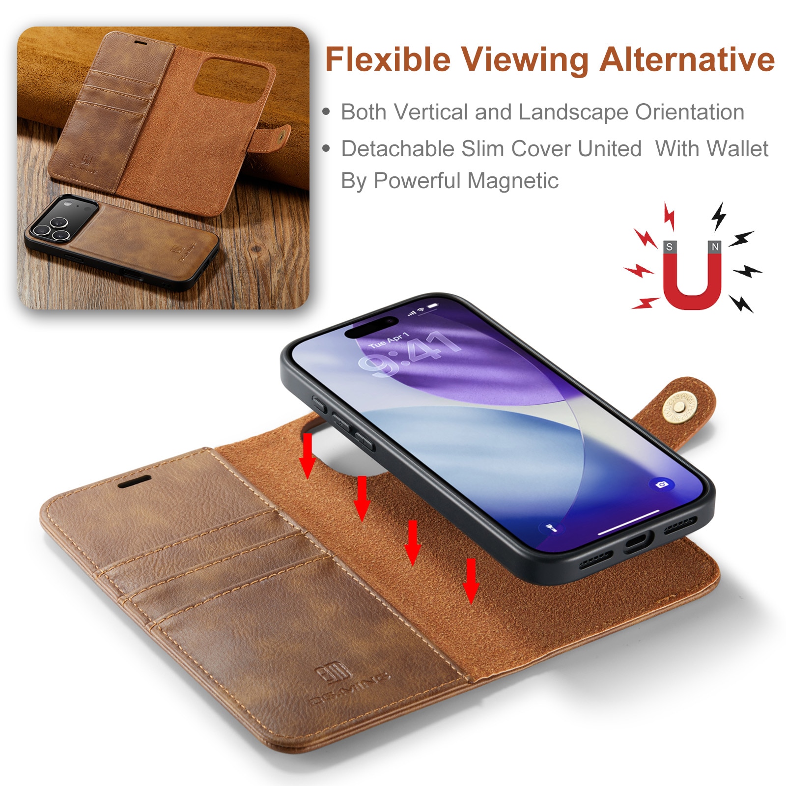 Cartera Magnet Wallet iPhone 17 Pro Max Cognac