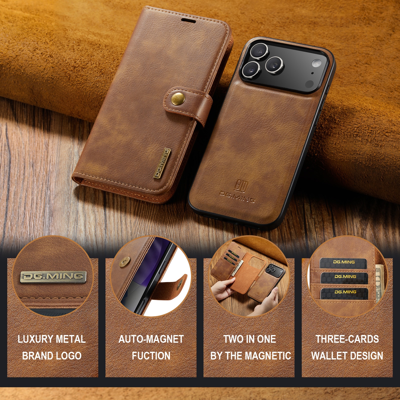 Cartera Magnet Wallet iPhone 17 Pro Max Cognac