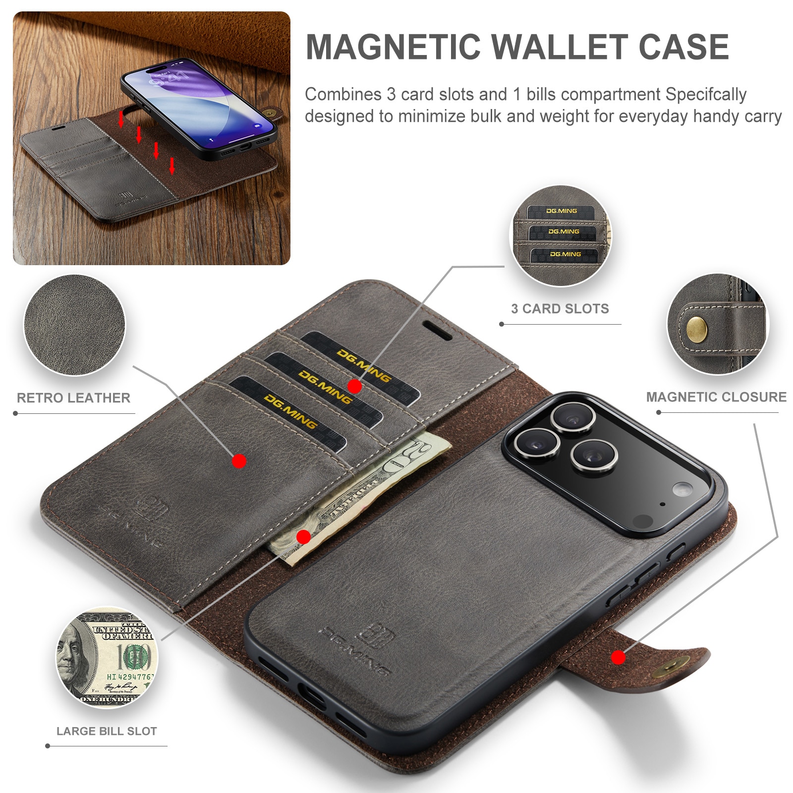 Cartera Magnet Wallet iPhone 17 Pro Max Brown