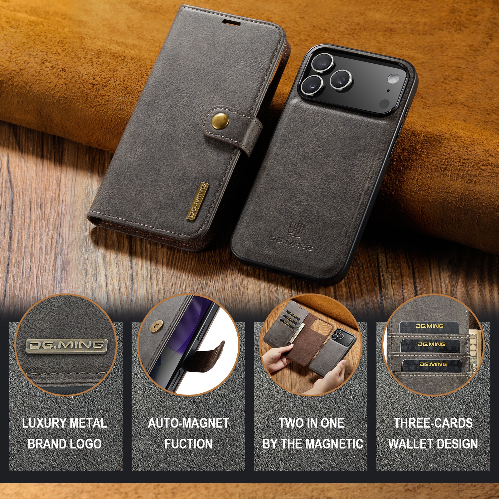 Cartera Magnet Wallet iPhone 17 Pro Max Brown