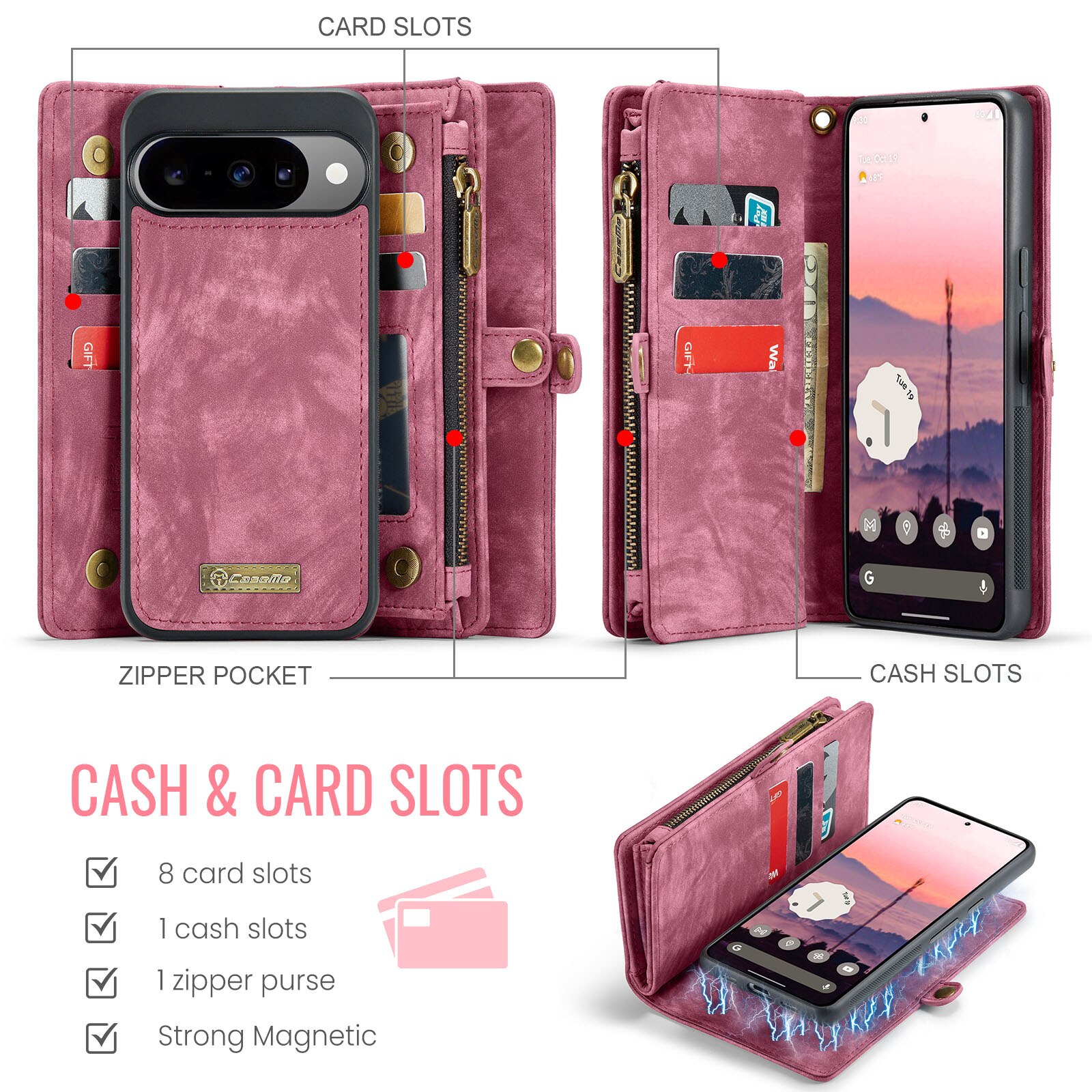 Cartera Multi-Slot Google Pixel 10 Pro Rojo